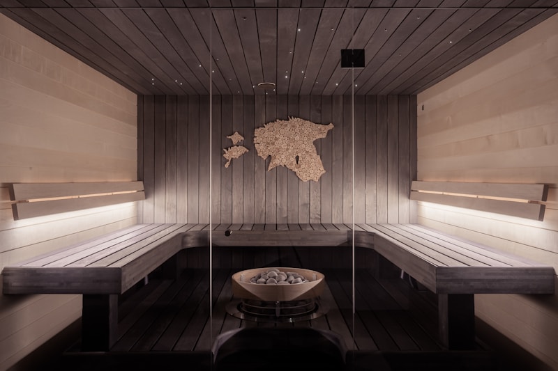 Traditional Finnish sauna interior